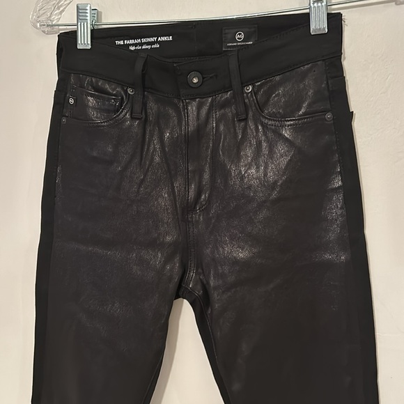 NWOT AG Farrah Skinny HR Black Ankle Coated Front Jeans - Picture 2 of 7